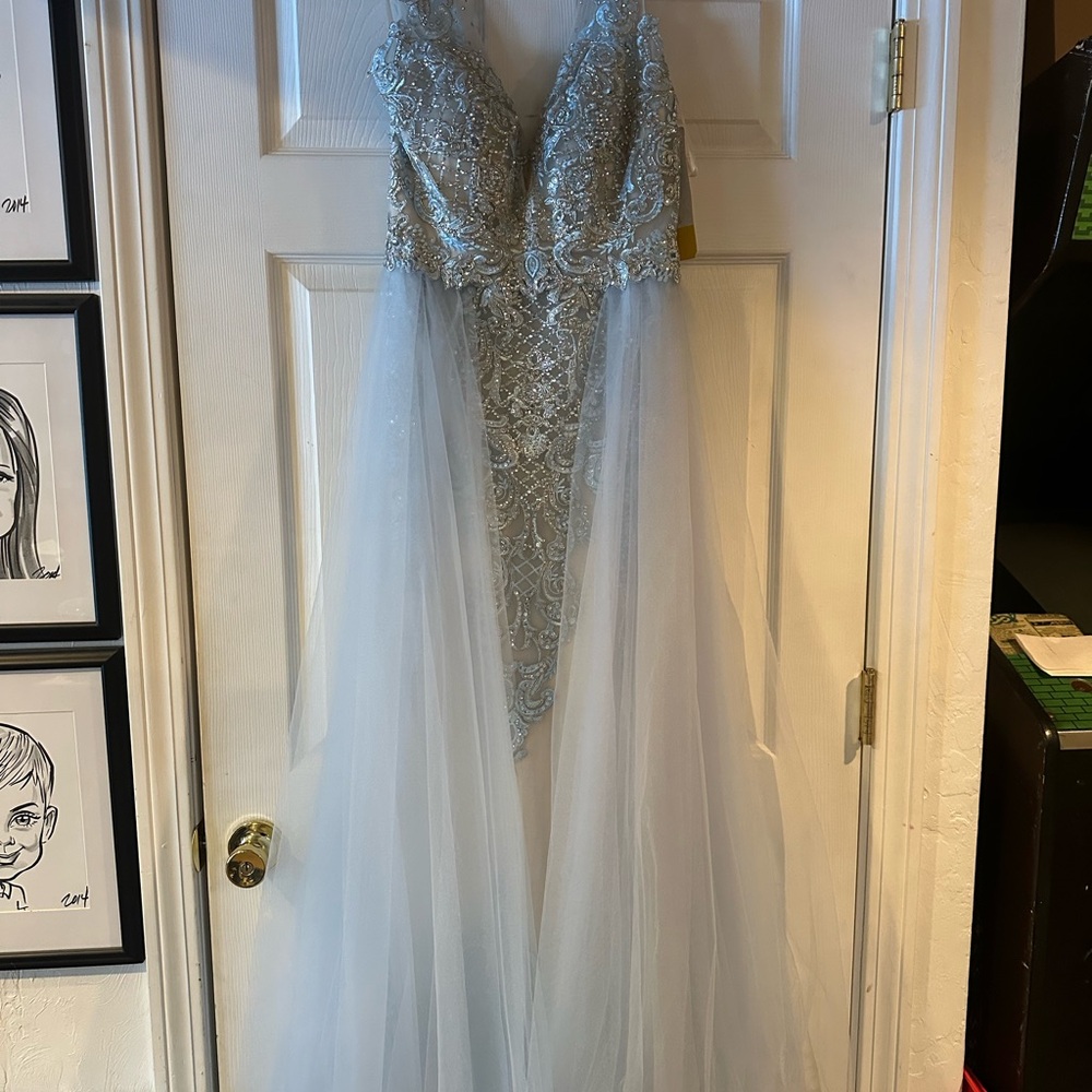 Dave & Johnny Light Blue Beaded Dress